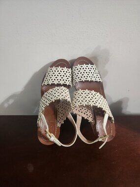 TORY BURCH women Shoes/Sandals White Perforate Leather Platform size 6